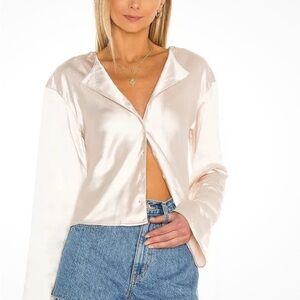 Chic Satin Blouse in Cream